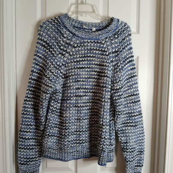 GAP Blue Marl Chunky Wool Blend Knit Sweater Sz MED - Picture 2 of 5